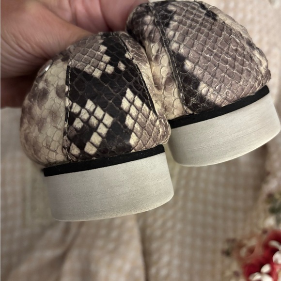 Agl Pointed Toe Snake Print Loafers in Beige and Black - Picture 8 of 12